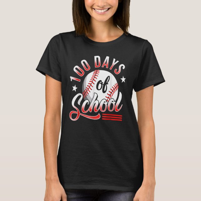100th Day Of School Baseball 100 Days Smarter Teac T Shirt (Framsida)
