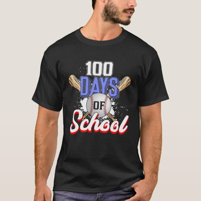 100th Day of School Baseball for Teacher Student T Shirt (Framsida)
