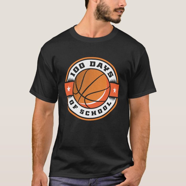 100th Day of School Basketball 100 Days Of School T Shirt (Framsida)