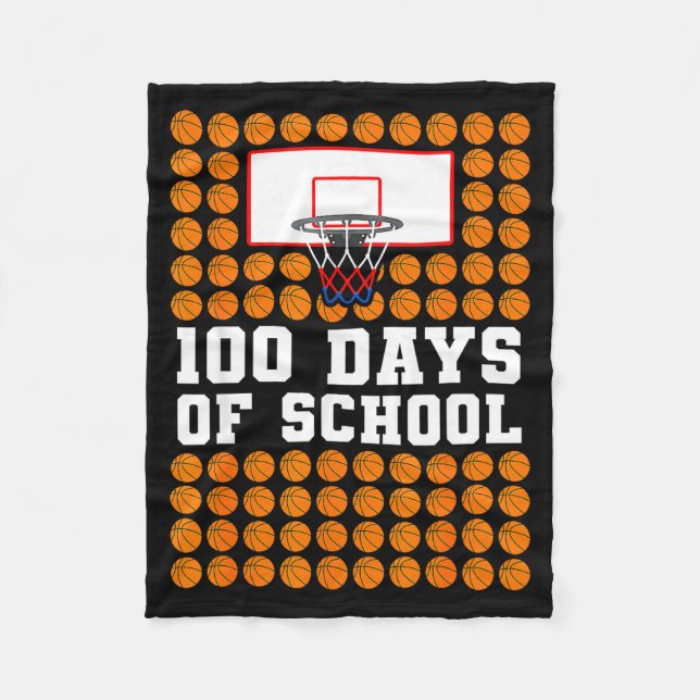 100th Day Of School Basketball Kids 100 Days Of Sc Fleecefilt (Framsidan)