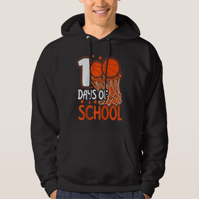 100th Day of School Basketball Kids 100 Days Of Sc Hoodie (Framsida)