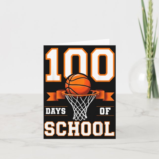 100th Day Of School Basketball Kids 100 Days Of Sc Kort (Framsida)