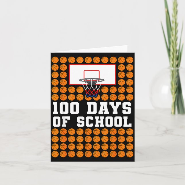 100th Day Of School Basketball Kids 100 Days Of Sc Kort (Framsida)