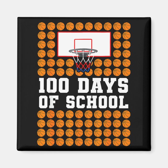 100th Day Of School Basketball Kids 100 Days Of Sc Magnet (Framsidan)