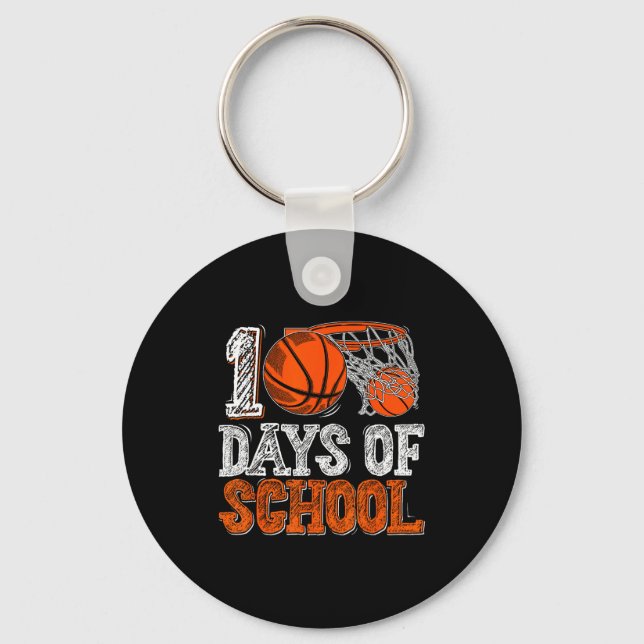 100th Day Of School Basketball Kids 100 Days Of Sc Nyckelring (Framsida)