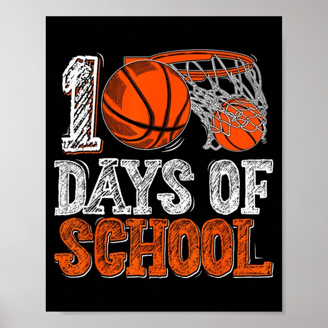 100th Day Of School Basketball Kids 100 Days Of Sc Poster (Framsidan)