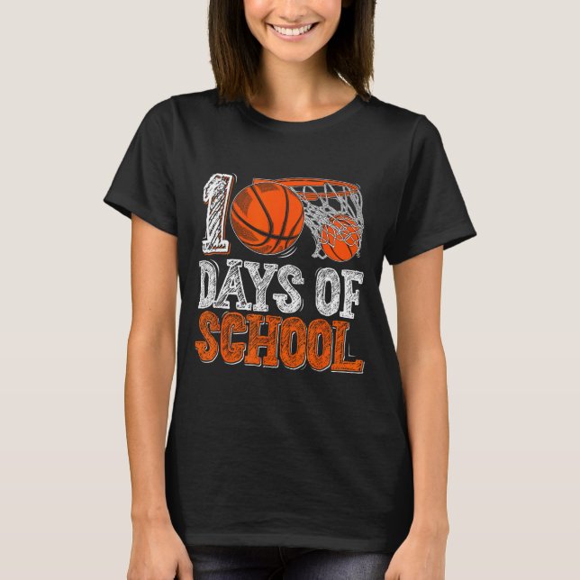 100th Day Of School Basketball Kids 100 Days Of Sc T Shirt (Framsida)