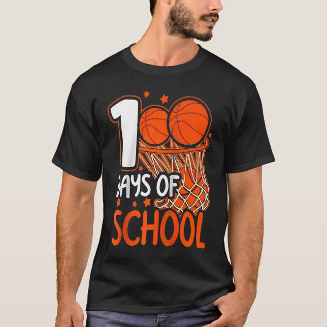 100th Day of School Basketball Kids 100 Days Of Sc T Shirt (Framsida)