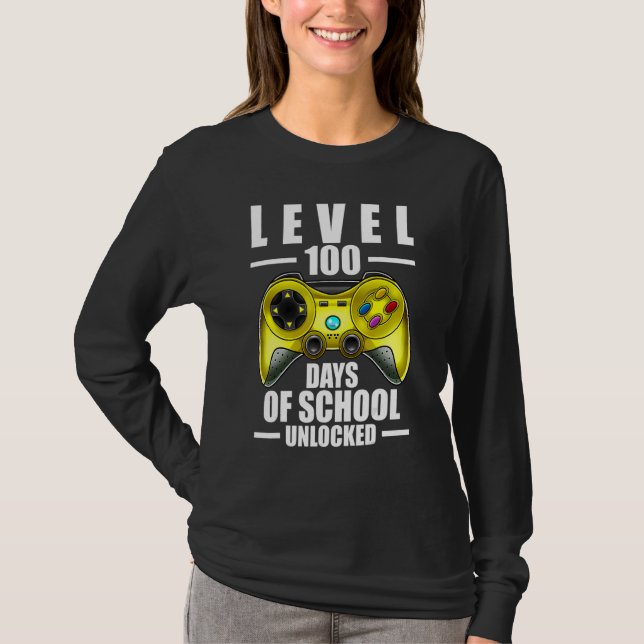 100th Day Of School Boys 100 Days Of School Gaming T Shirt (Framsida)