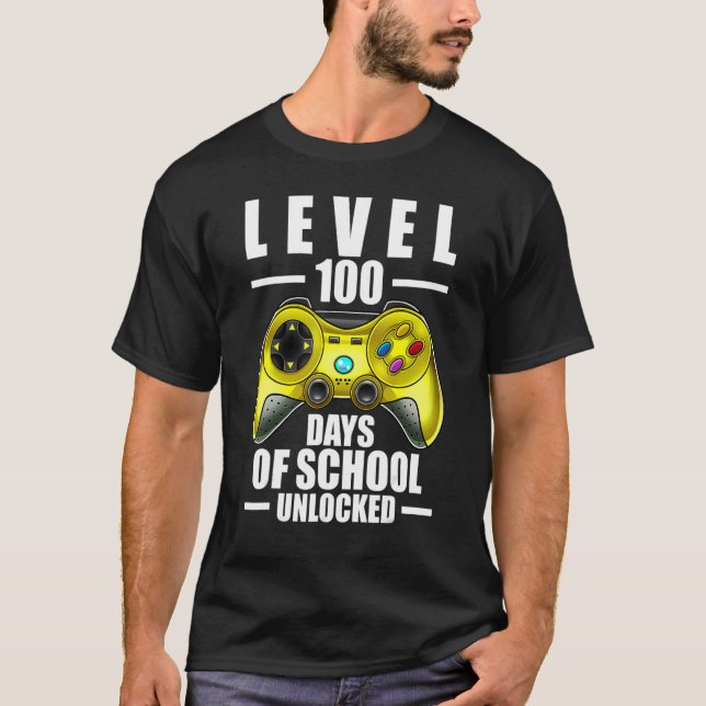 100th Day Of School Boys 100 Days Of School Gaming T Shirt (Framsida)