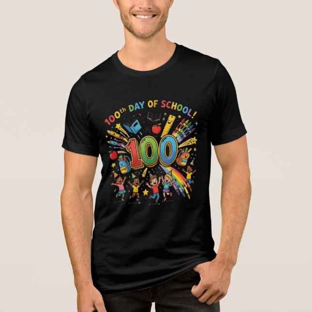 100th Day of School Colorful Celebration Design –  T Shirt (Framsida)