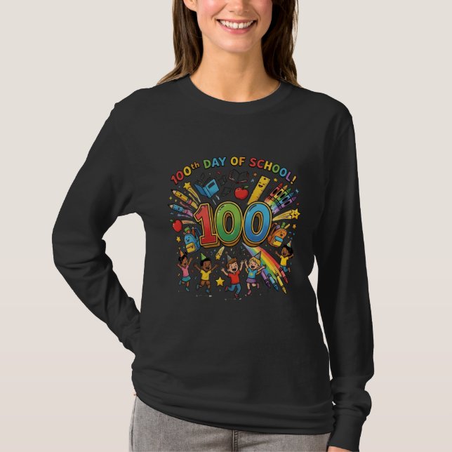 100th Day of School Colorful Celebration Design –  T Shirt (Framsida)