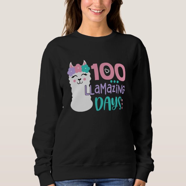 100th Day Of School Colourful Llama Happy 100 Llam T Shirt (Framsida)