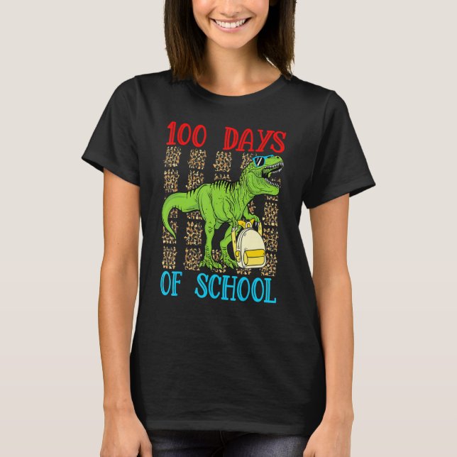 100th Day of School Dino Kids Happy 100 Days Dinos T Shirt (Framsida)