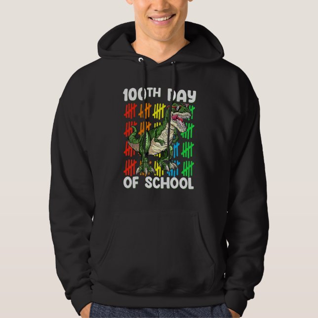 100th Day Of School Dinosaur Rex   Boys Toddler Hoodie (Framsida)