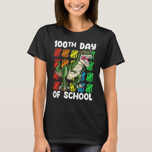 100th Day Of School Dinosaur Rex   Boys Toddler T Shirt (Framsida)