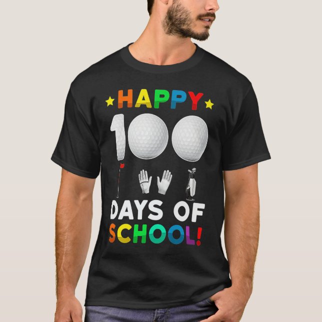 100th Day Of School Golf  100 Days Of School Boys  T Shirt (Framsida)