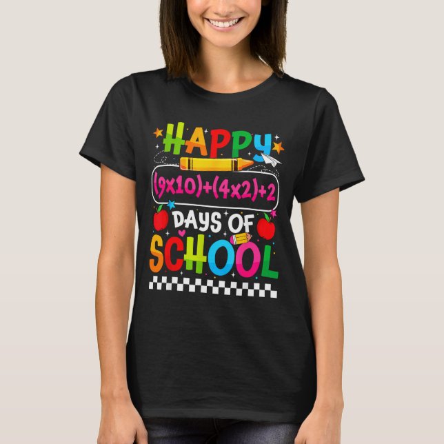 100th Day Of School Happy 100 Days Math Equation T Shirt (Framsida)