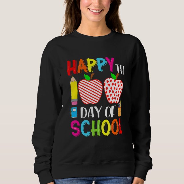 100th Day Of School Hearts Stripes Teacher And Stu T Shirt (Framsida)
