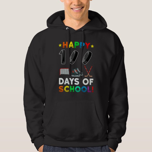 100th Day Of School Hockey 100 Days Of School Spor Hoodie (Framsida)