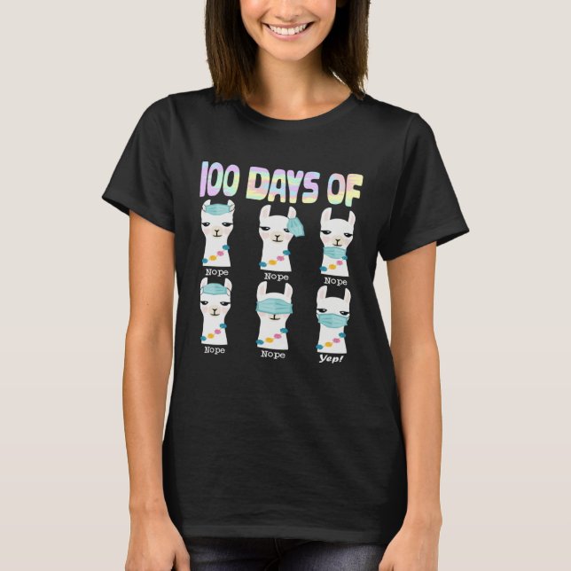 100th Day Of School No Prob Lama 100 Days Smarter  T Shirt (Framsida)