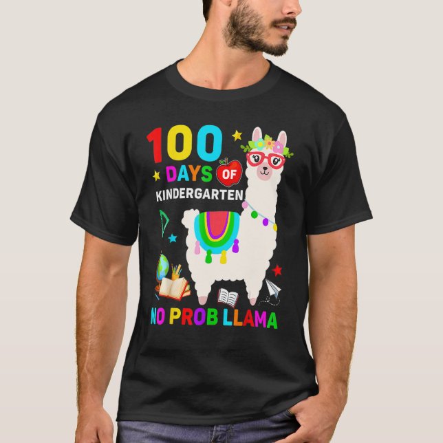 100th Day Of School No Prob Llama 100 Days Of Kind T Shirt (Framsida)