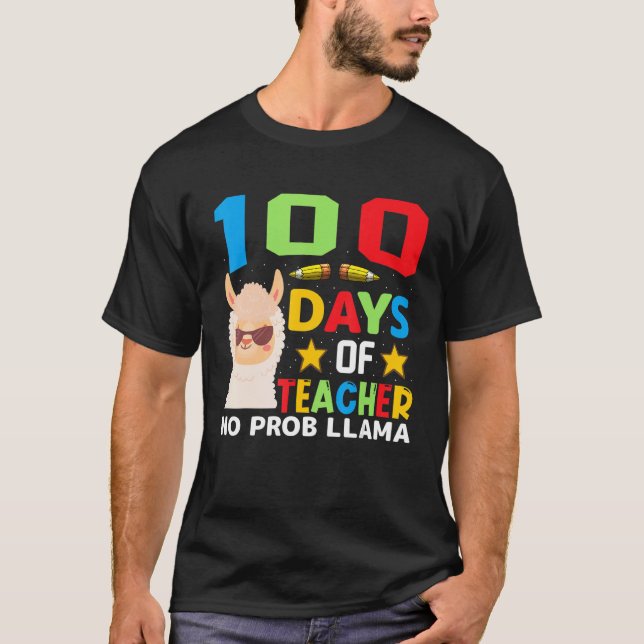 100th day of school No Prob Llama 100 days Smarter T Shirt (Framsida)