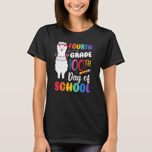 100th Day Of School No Prob Llama 100th Day Fourth T Shirt (Framsida)