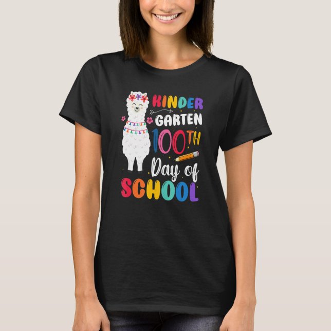 100th Day Of School No Prob Llama 100th Day Kinder T Shirt (Framsida)