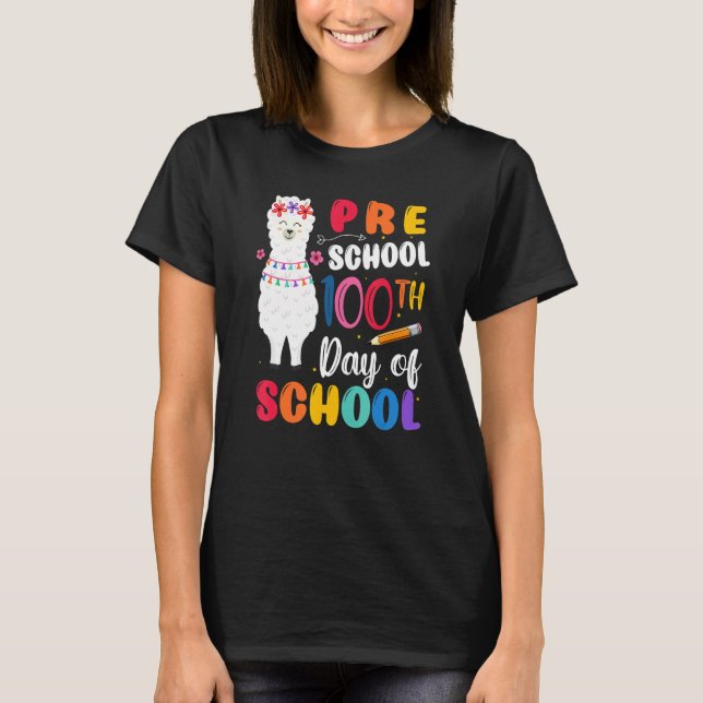 100th Day Of School No Prob Llama 100th Day Presch T Shirt (Framsida)