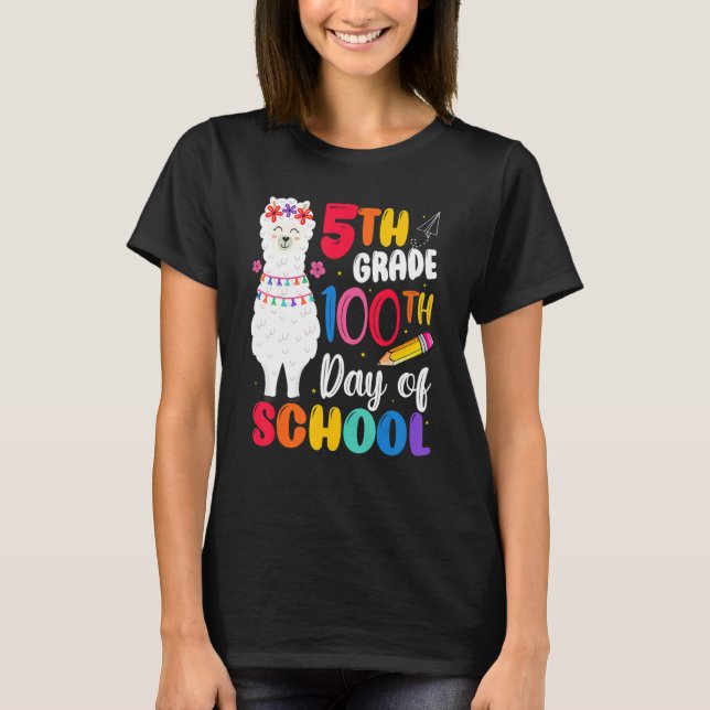 100th day of school No Prob Llama Happy 100th day  T Shirt (Framsida)