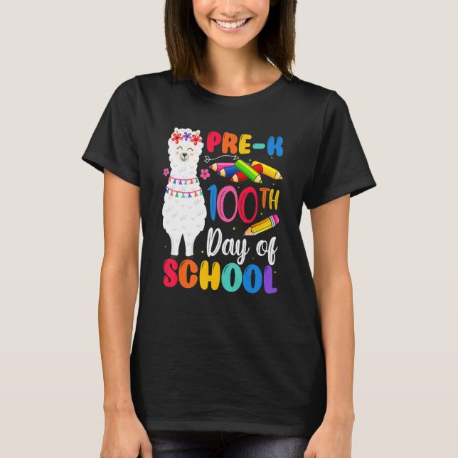 100th Day Of School No Prob Llama Happy 100th Day  T Shirt (Framsida)