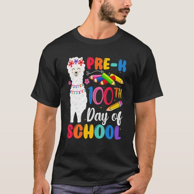 100th Day Of School No Prob Llama Happy 100th Day  T Shirt (Framsida)