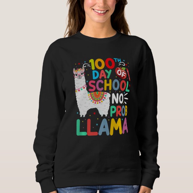 100th Day of School No Probllama Llama 100 Days of T Shirt (Framsida)