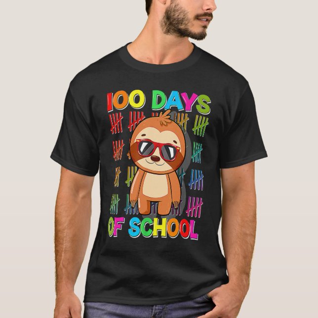 100th Day of School Sloth Happy 100 Days Smarter S T Shirt (Framsida)
