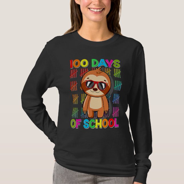 100th Day of School Sloth Happy 100 Days Smarter S T Shirt (Framsida)