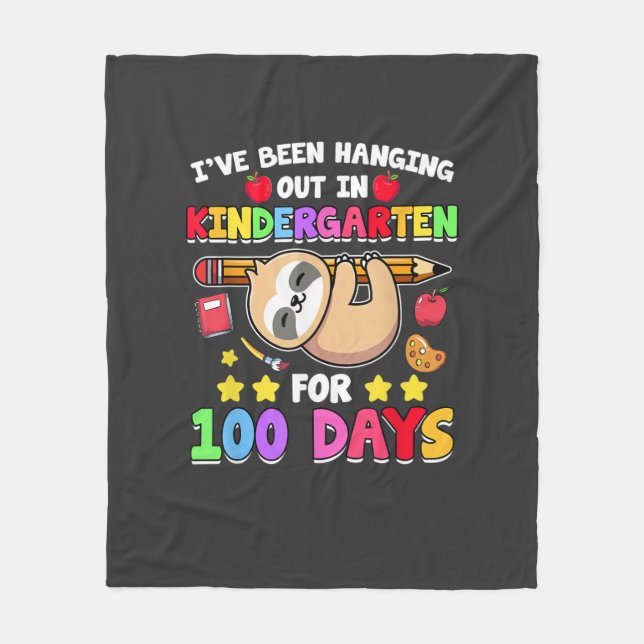 100th Day Of School Sloth Shirt Kindergarten 100 D Fleecefilt (Framsidan)