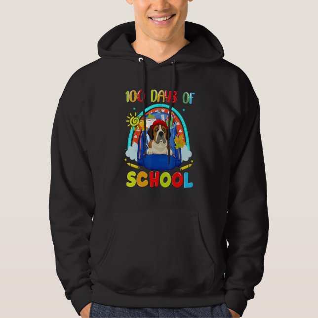 100th Day of School St Bernard Dog Lovers Teacher  Hoodie (Framsida)