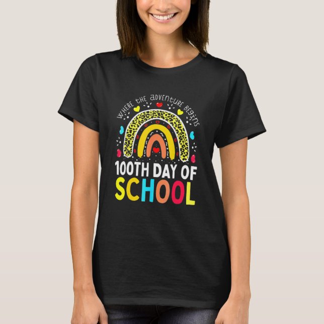 100th Day Of School Teacher 100 Days Smarter Leopa T Shirt (Framsida)