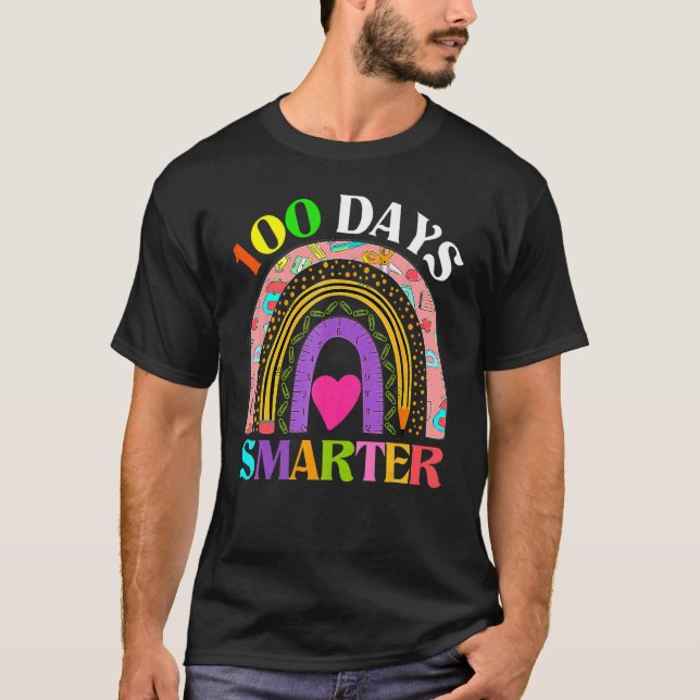 100th Day Of School Teacher  100 Days Smarter Rain T Shirt (Framsida)