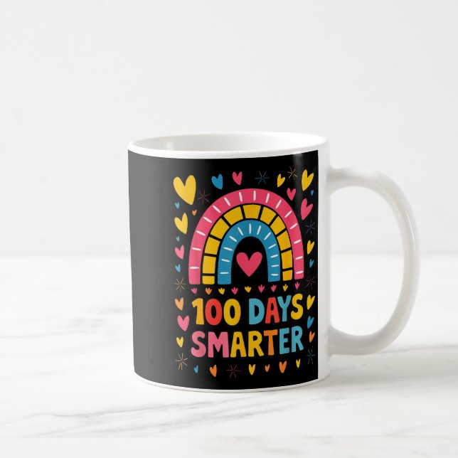100th Day Of School Teacher 100 Days Smarter Rainb Kaffemugg (Höger)