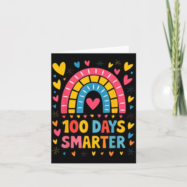 100th Day Of School Teacher 100 Days Smarter Rainb Kort (Framsida)