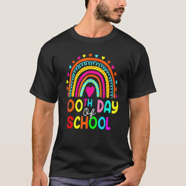 100th Day Of School Teacher 100 Days Smarter Rainb T Shirt (Framsida)