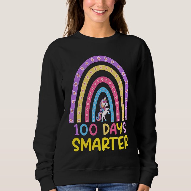 100th Day of School Teacher 100 Days Smarter Rainb T Shirt (Framsida)