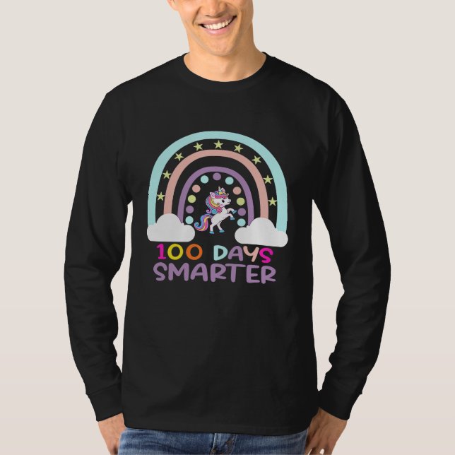 100th Day of School Teacher 100 Days Smarter Rainb T Shirt (Framsida)