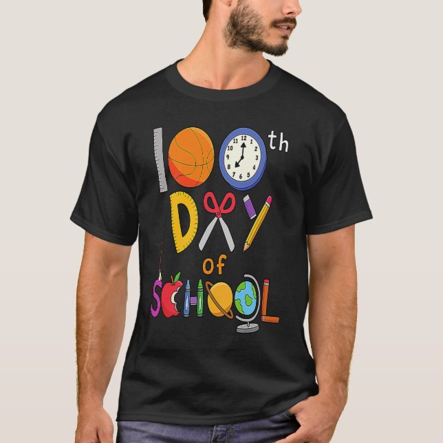 100th Day of School Teachers and Students Survived T Shirt (Framsida)