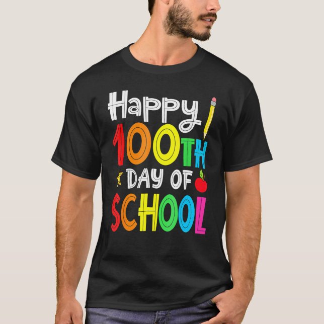 100th Day of School Teachers Kids Child Happy 100  T Shirt (Framsida)