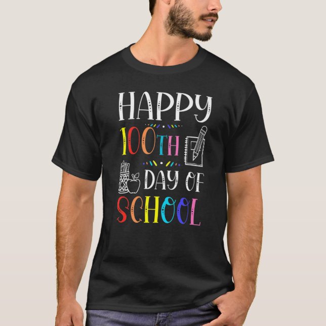100th Day of School Teachers Kids Child Happy 100  T Shirt (Framsida)