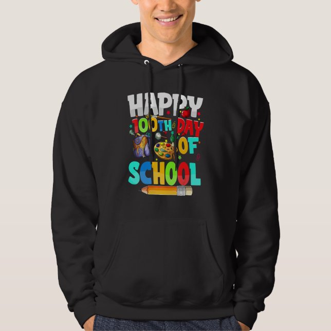 100th Day Of School Teachers Kids Happy 100 Days O Hoodie (Framsida)