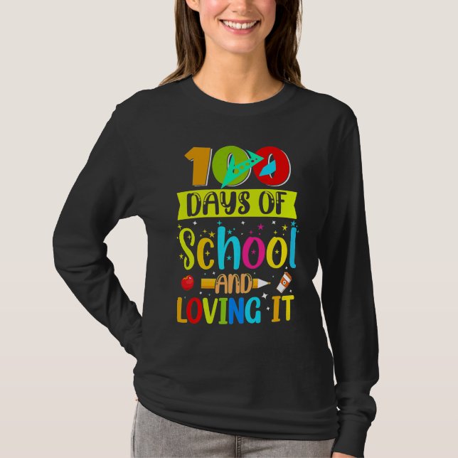 100th Day of School Teachers Students T Shirt (Framsida)
